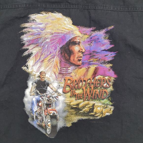 Native-American Biker Cutoff Button Shirt XL/2XL 27x31 Baggy - Picture 4 of 15